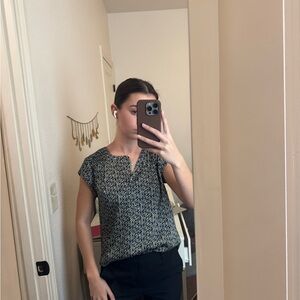 Banana Republic Black and White Patterned Blouse